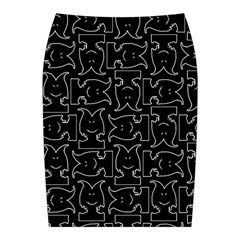 Enigmatic Demon Black and White Pattern Midi Wrap Pencil Skirt from ArtsNow.com Back