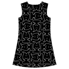 Enigmatic Demon Black and White Pattern Kids  Short Sleeve Velvet Dress from ArtsNow.com Back