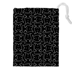 Enigmatic Demon Black and White Pattern Drawstring Pouch (4XL) from ArtsNow.com Front