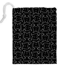 Enigmatic Demon Black and White Pattern Drawstring Pouch (4XL) from ArtsNow.com Back