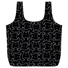 Enigmatic Demon Black and White Pattern Full Print Recycle Bag (XXL) from ArtsNow.com Front