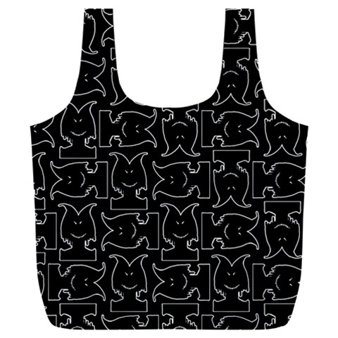 Enigmatic Demon Black and White Pattern Full Print Recycle Bag (XXL) from ArtsNow.com Back