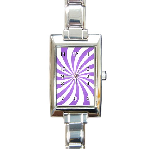 Spiral Vortex Rays Lavender Swirl Purple Rectangle Italian Charm Watch from ArtsNow.com Front