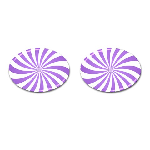 Spiral Vortex Rays Lavender Swirl Purple Cufflinks (Oval) from ArtsNow.com Front(Pair)