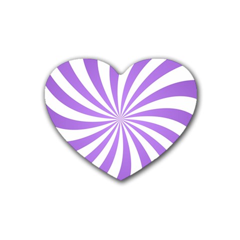 Spiral Vortex Rays Lavender Swirl Purple Rubber Coaster (Heart) from ArtsNow.com Front