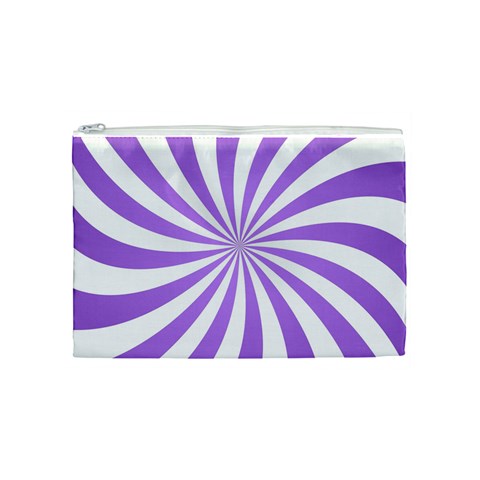 Spiral Vortex Rays Lavender Swirl Purple Cosmetic Bag (Medium) from ArtsNow.com Front