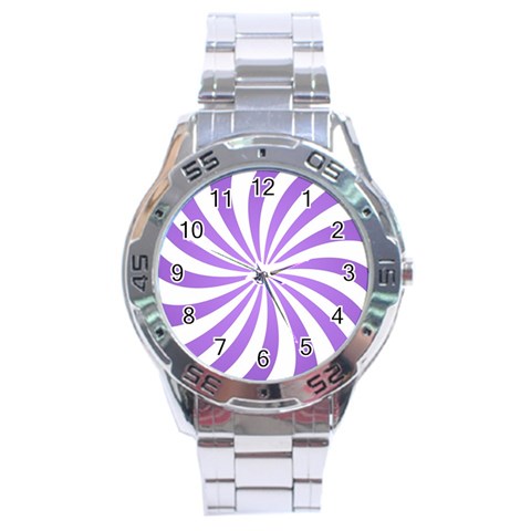 Spiral Vortex Rays Lavender Swirl Purple Stainless Steel Analogue Watch from ArtsNow.com Front