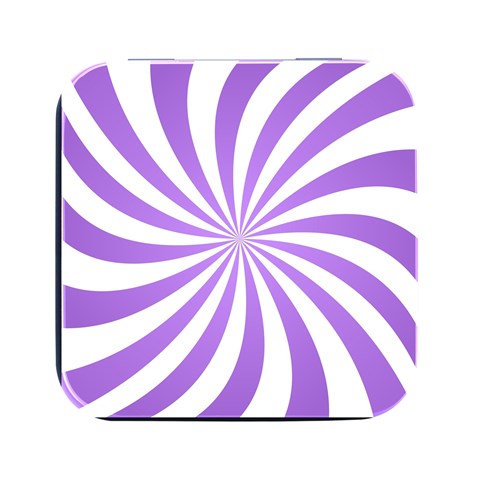 Spiral Vortex Rays Lavender Swirl Purple Square Metal Box (Black) from ArtsNow.com Front