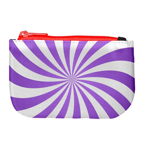 Spiral Vortex Rays Lavender Swirl Purple Large Coin Purse from ArtsNow.com Front