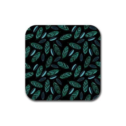 Leaves Pattern Abstract Blade Rubber Square Coaster (4 pack) from ArtsNow.com Front