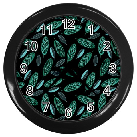 Leaves Pattern Abstract Blade Wall Clock (Black) from ArtsNow.com Front