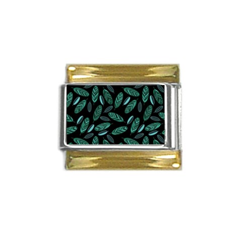 Leaves Pattern Abstract Blade Gold Trim Italian Charm (9mm) from ArtsNow.com Front