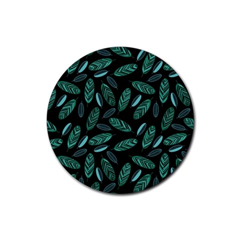 Leaves Pattern Abstract Blade Rubber Round Coaster (4 pack) from ArtsNow.com Front