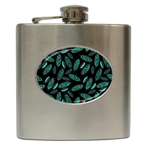 Leaves Pattern Abstract Blade Hip Flask (6 oz) from ArtsNow.com Front