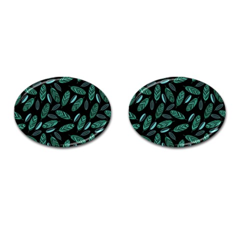 Leaves Pattern Abstract Blade Cufflinks (Oval) from ArtsNow.com Front(Pair)