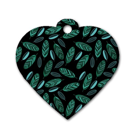 Leaves Pattern Abstract Blade Dog Tag Heart (Two Sides) from ArtsNow.com Front