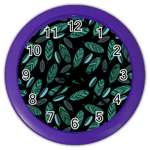 Leaves Pattern Abstract Blade Color Wall Clock from ArtsNow.com Front