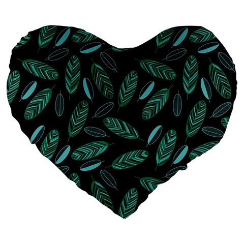 Leaves Pattern Abstract Blade Large 19  Premium Heart Shape Cushions from ArtsNow.com Front