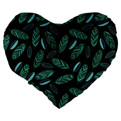 Leaves Pattern Abstract Blade Large 19  Premium Heart Shape Cushions from ArtsNow.com Back