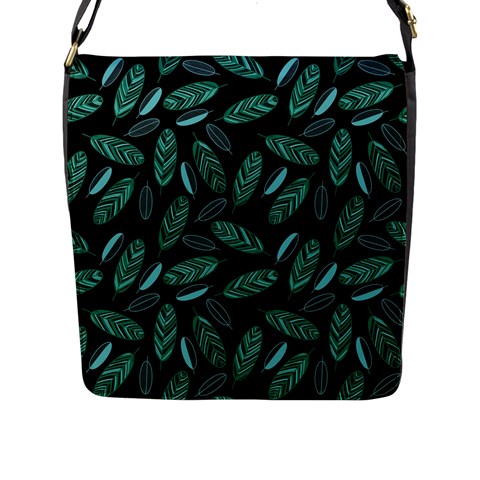 Leaves Pattern Abstract Blade Flap Closure Messenger Bag (L) from ArtsNow.com Front