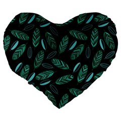 Leaves Pattern Abstract Blade Large 19  Premium Flano Heart Shape Cushions from ArtsNow.com Back