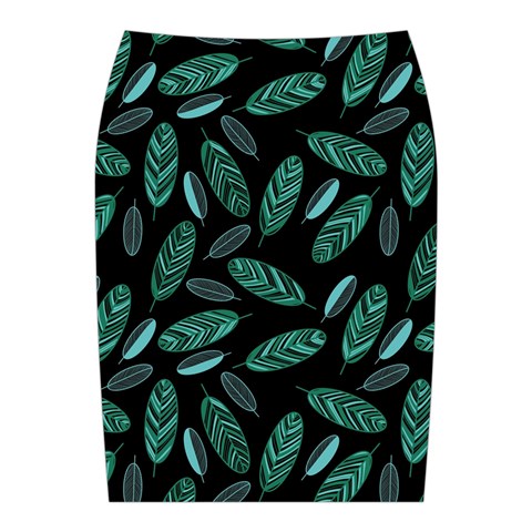 Leaves Pattern Abstract Blade Midi Wrap Pencil Skirt from ArtsNow.com Back