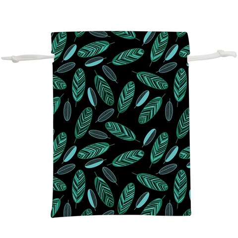 Leaves Pattern Abstract Blade Lightweight Drawstring Pouch (XL) from ArtsNow.com Front