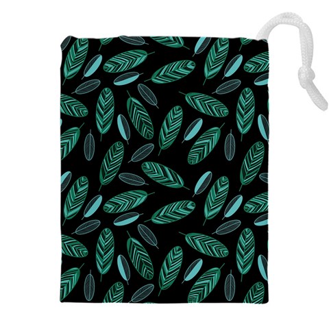 Leaves Pattern Abstract Blade Drawstring Pouch (4XL) from ArtsNow.com Front