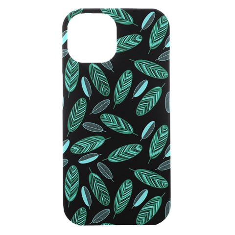 Leaves Pattern Abstract Blade iPhone 15 Black UV Print PC Hardshell Case from ArtsNow.com Front