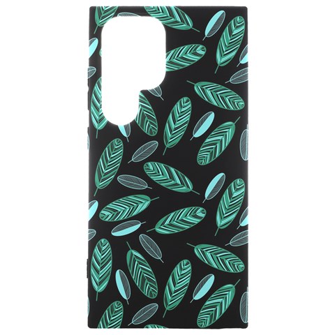 Leaves Pattern Abstract Blade Samsung Galaxy S24 Ultra 6.9 Inch Black TPU UV Case from ArtsNow.com Front