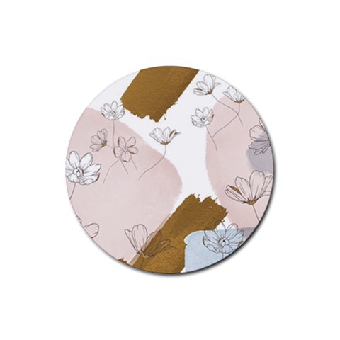 Flower Branch Corolla Wreath Rubber Round Coaster (4 pack) from ArtsNow.com Front