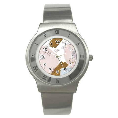 Flower Branch Corolla Wreath Stainless Steel Watch from ArtsNow.com Front