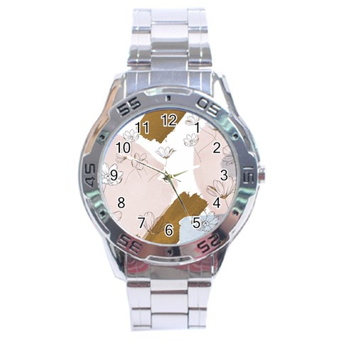 Flower Branch Corolla Wreath Stainless Steel Analogue Watch from ArtsNow.com Front