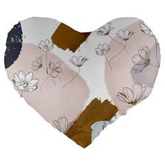 Flower Branch Corolla Wreath Large 19  Premium Flano Heart Shape Cushions from ArtsNow.com Front