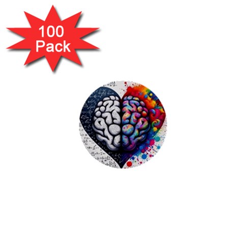 Brain Heart Math 1  Mini Buttons (100 pack)  from ArtsNow.com Front