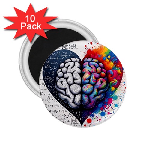 Brain Heart Math 2.25  Magnets (10 pack)  from ArtsNow.com Front