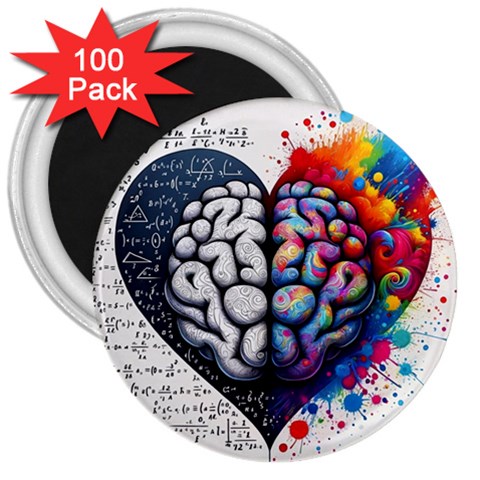 Brain Heart Math 3  Magnets (100 pack) from ArtsNow.com Front