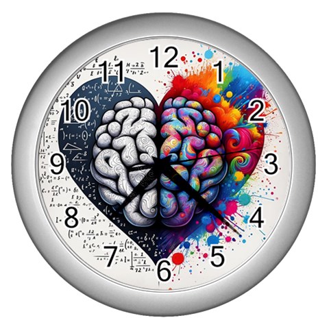 Brain Heart Math Wall Clock (Silver) from ArtsNow.com Front