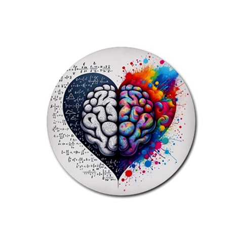 Brain Heart Math Rubber Round Coaster (4 pack) from ArtsNow.com Front