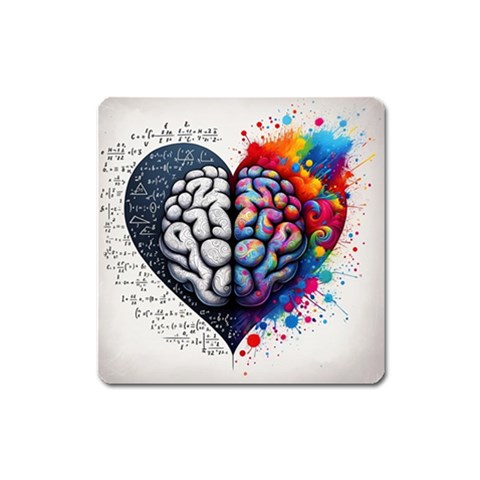 Brain Heart Math Square Magnet from ArtsNow.com Front