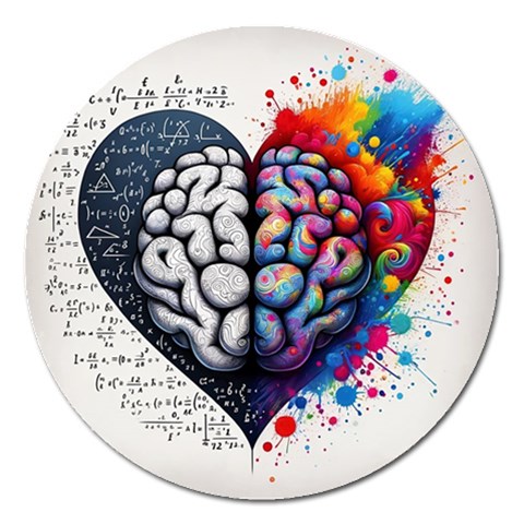 Brain Heart Math Magnet 5  (Round) from ArtsNow.com Front