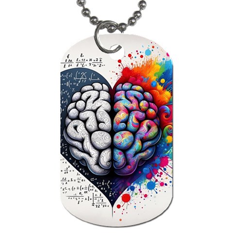 Brain Heart Math Dog Tag (One Side) from ArtsNow.com Front