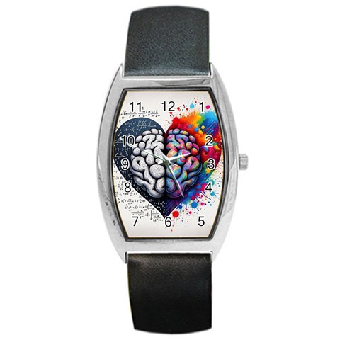 Brain Heart Math Barrel Style Metal Watch from ArtsNow.com Front