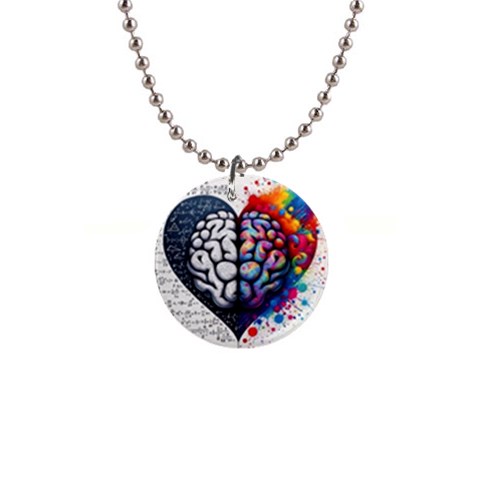 Brain Heart Math 1  Button Necklace from ArtsNow.com Front