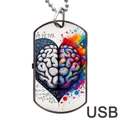 Brain Heart Math Dog Tag USB Flash (Two Sides) from ArtsNow.com Front