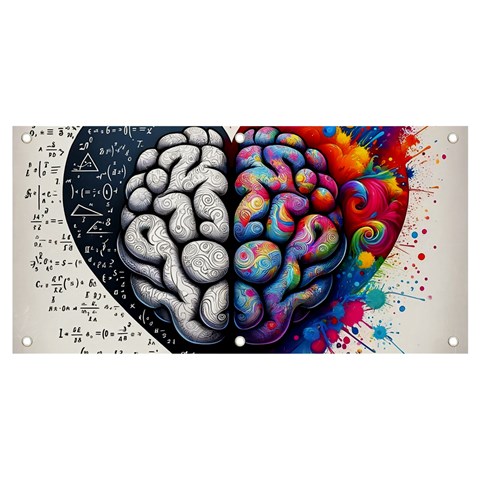 Brain Heart Math Banner and Sign 4  x 2  from ArtsNow.com Front