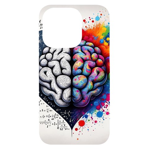 Brain Heart Math iPhone 14 Pro Black UV Print Case from ArtsNow.com Front