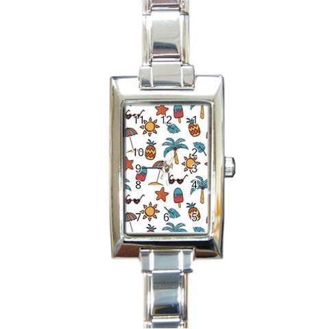 Summer Pineapple Fruit Tropical Rectangle Italian Charm Watch from ArtsNow.com Front