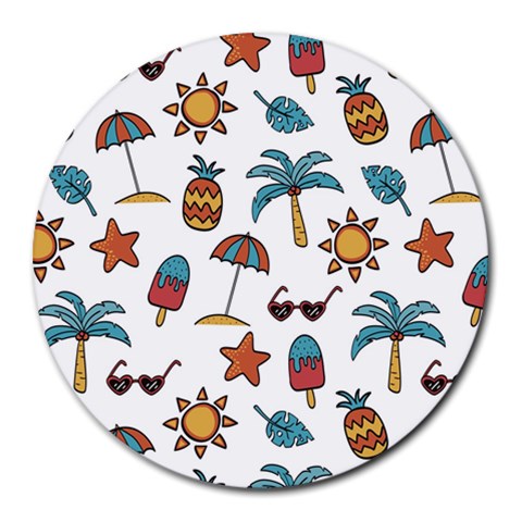 Summer Pineapple Fruit Tropical Round Mousepad from ArtsNow.com Front