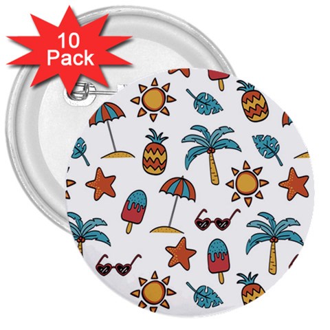 Summer Pineapple Fruit Tropical 3  Buttons (10 pack)  from ArtsNow.com Front